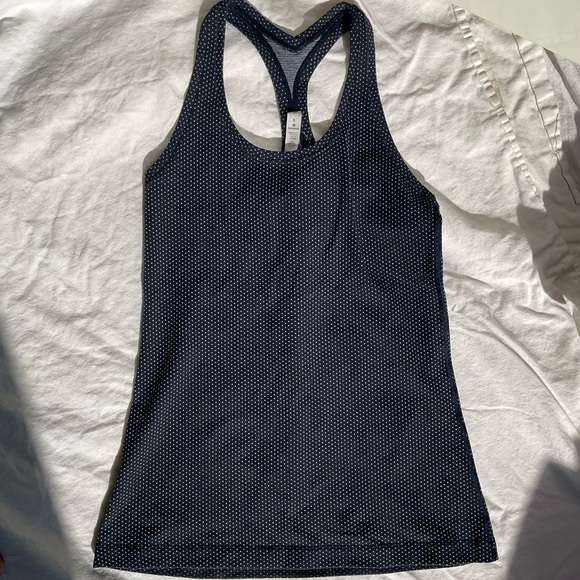 Lululemon Athletica Navy with White micro dots racerback tank top size 6 - Picture 1 of 6
